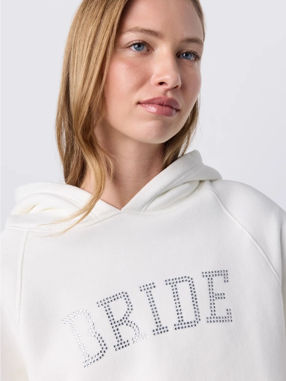 PhePhe jetset Women's White 'Bride' Studded Hoodie - Pullover Sweatshirt